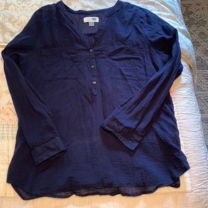 Old Navy, navy blue tunic sheer top size large